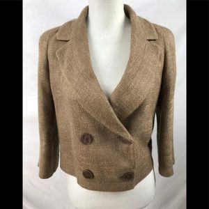 Talbots Tweed Woven Double Breasted Blazer Size 6P